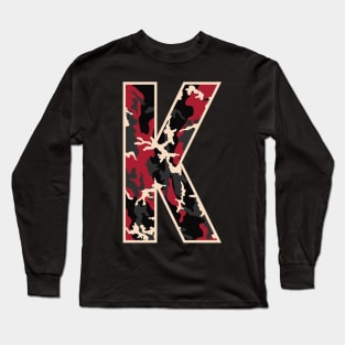 Initial Capital Letter K Camo Alphabet Gift Women Men Boys Girls Long Sleeve T-Shirt